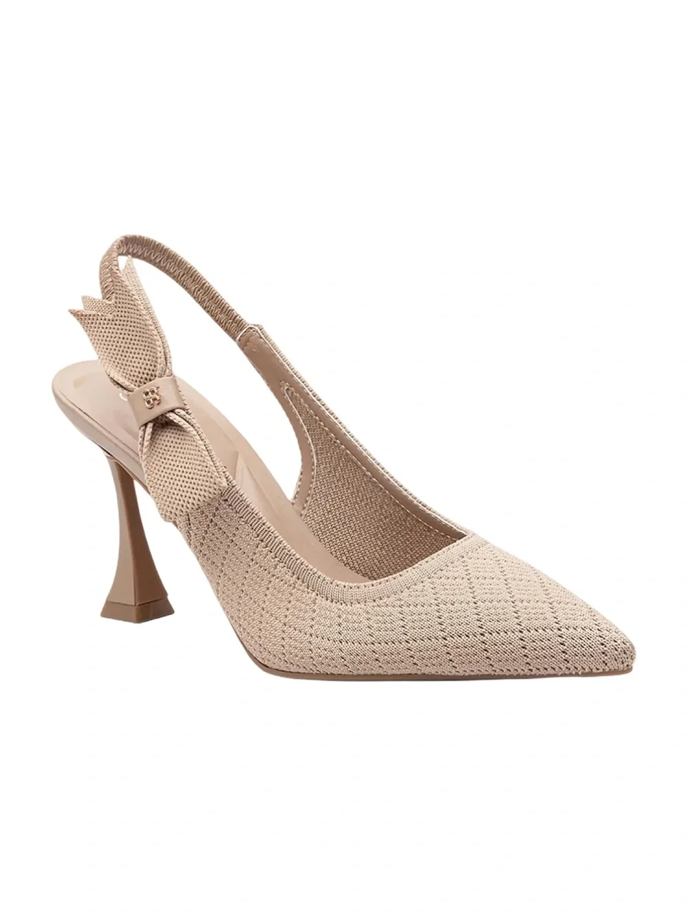 Cosy Island EverLush Bowknot Pointed Toe Heeled Slingback Nude Size 6